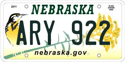 NE license plate ARY922