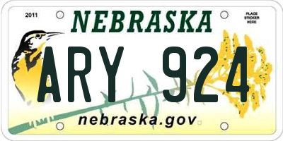 NE license plate ARY924