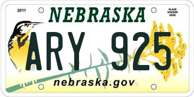 NE license plate ARY925