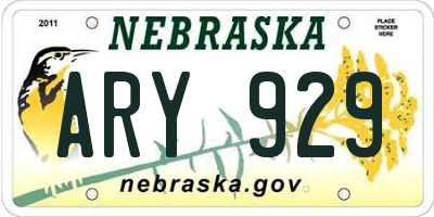 NE license plate ARY929
