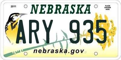 NE license plate ARY935