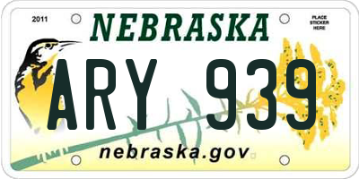 NE license plate ARY939
