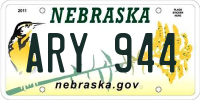 NE license plate ARY944
