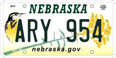 NE license plate ARY954