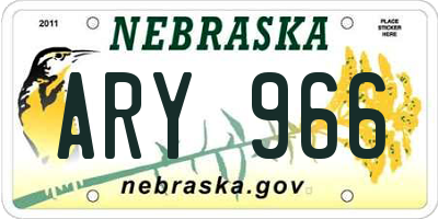 NE license plate ARY966
