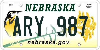 NE license plate ARY987