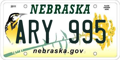NE license plate ARY995