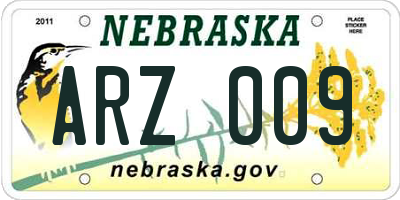 NE license plate ARZ009