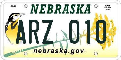 NE license plate ARZ010