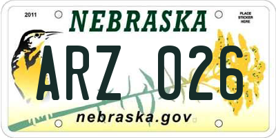 NE license plate ARZ026