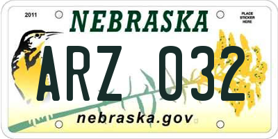 NE license plate ARZ032