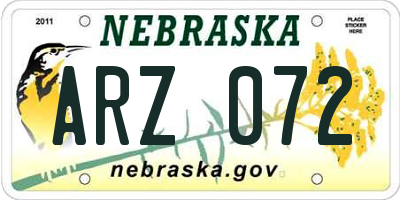 NE license plate ARZ072