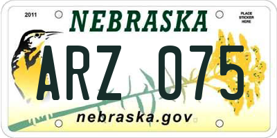 NE license plate ARZ075