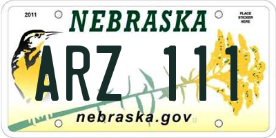 NE license plate ARZ111