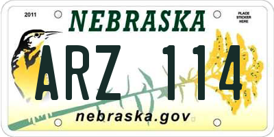 NE license plate ARZ114