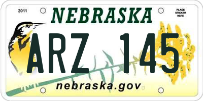 NE license plate ARZ145