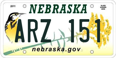 NE license plate ARZ151