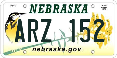 NE license plate ARZ152