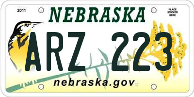 NE license plate ARZ223