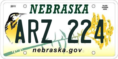 NE license plate ARZ224
