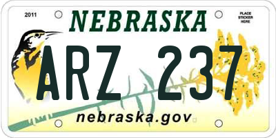 NE license plate ARZ237