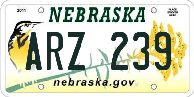 NE license plate ARZ239
