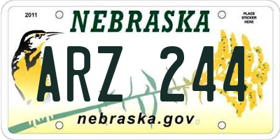 NE license plate ARZ244