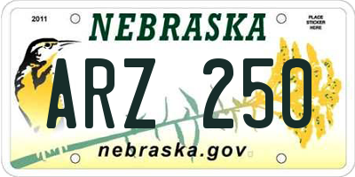 NE license plate ARZ250