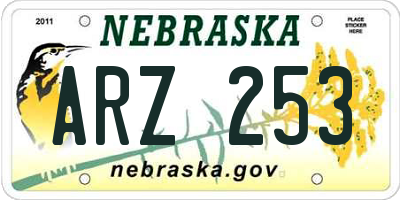 NE license plate ARZ253