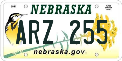 NE license plate ARZ255