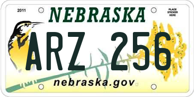 NE license plate ARZ256