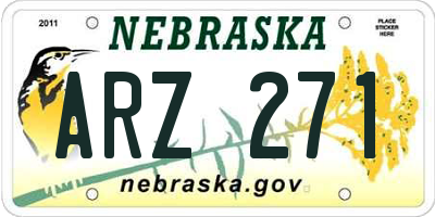 NE license plate ARZ271