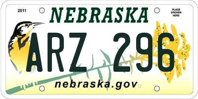 NE license plate ARZ296
