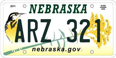 NE license plate ARZ321