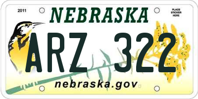 NE license plate ARZ322