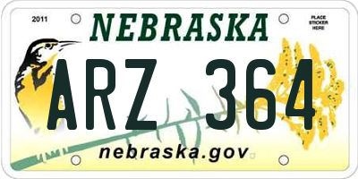 NE license plate ARZ364