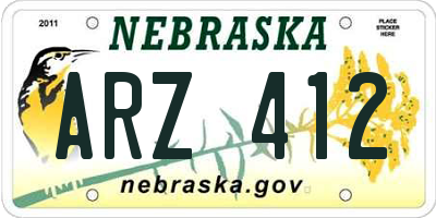 NE license plate ARZ412