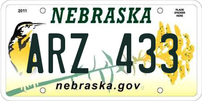 NE license plate ARZ433