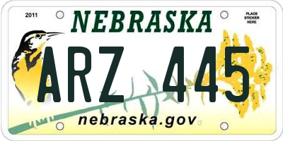 NE license plate ARZ445