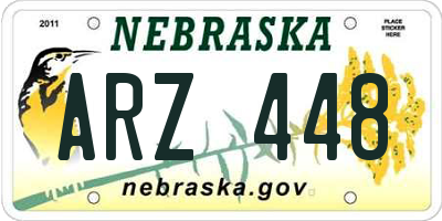 NE license plate ARZ448