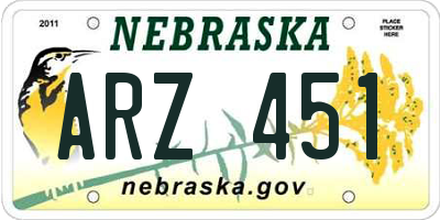 NE license plate ARZ451