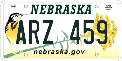 NE license plate ARZ459