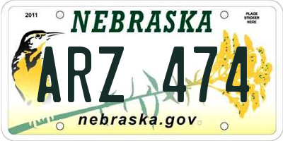 NE license plate ARZ474