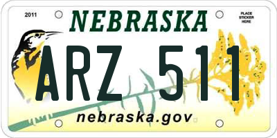 NE license plate ARZ511