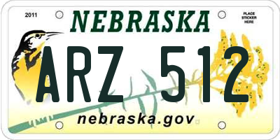 NE license plate ARZ512
