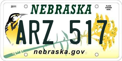NE license plate ARZ517