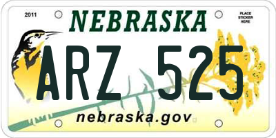 NE license plate ARZ525