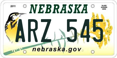 NE license plate ARZ545
