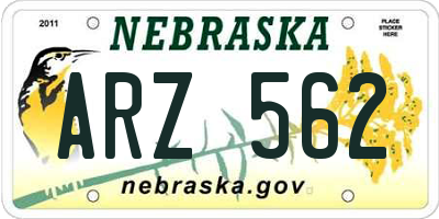 NE license plate ARZ562