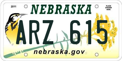 NE license plate ARZ615